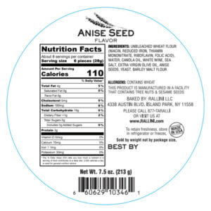 Anise seed taralli nutrition facts