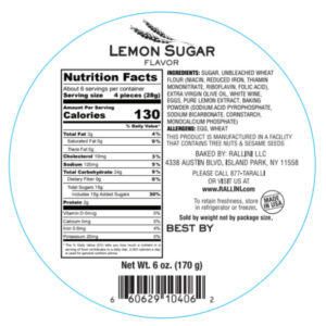 lemon sugar taralli nutrition facts