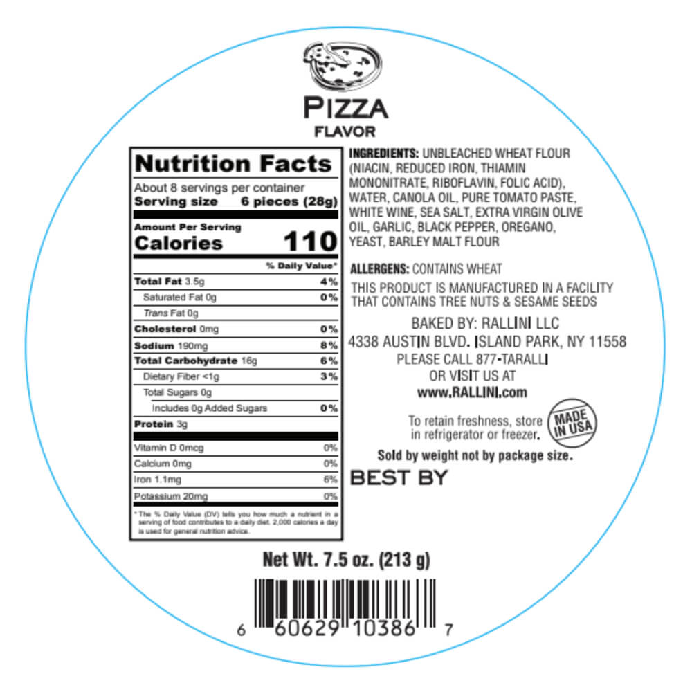 pizza taralli nutrition facts