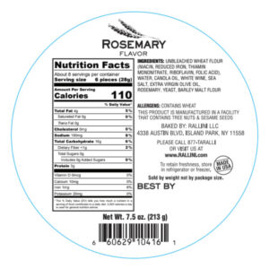 rosemary taralli nutrition facts