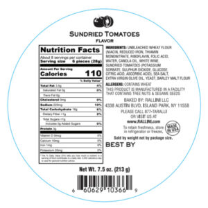 sundried tomatoes taralli nutrition facts